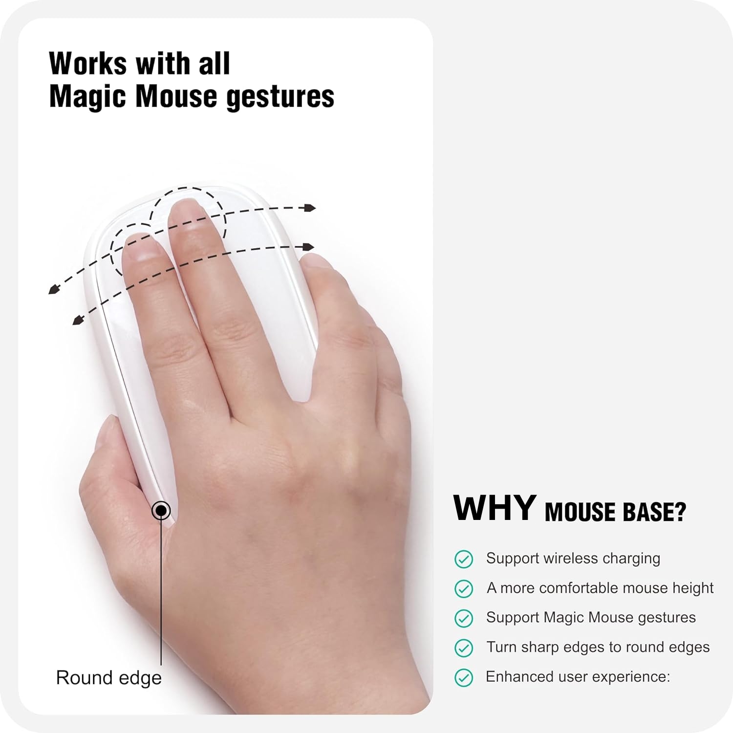 マジックマウスワイヤレス充電サポート付き2グリップ、人間工学に