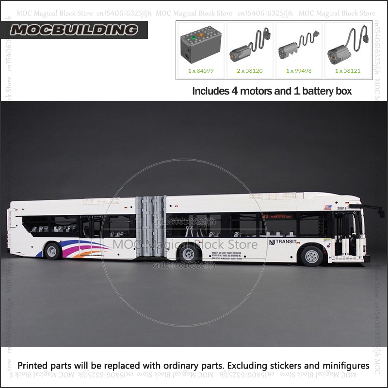 City Car Moc New Flyer XD60 Articulated Bus Building Blocks