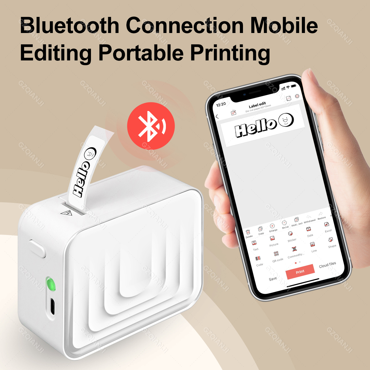 M1ワイヤレスBluetoothサーマルラベルプリンター,ミニ,ポータブル