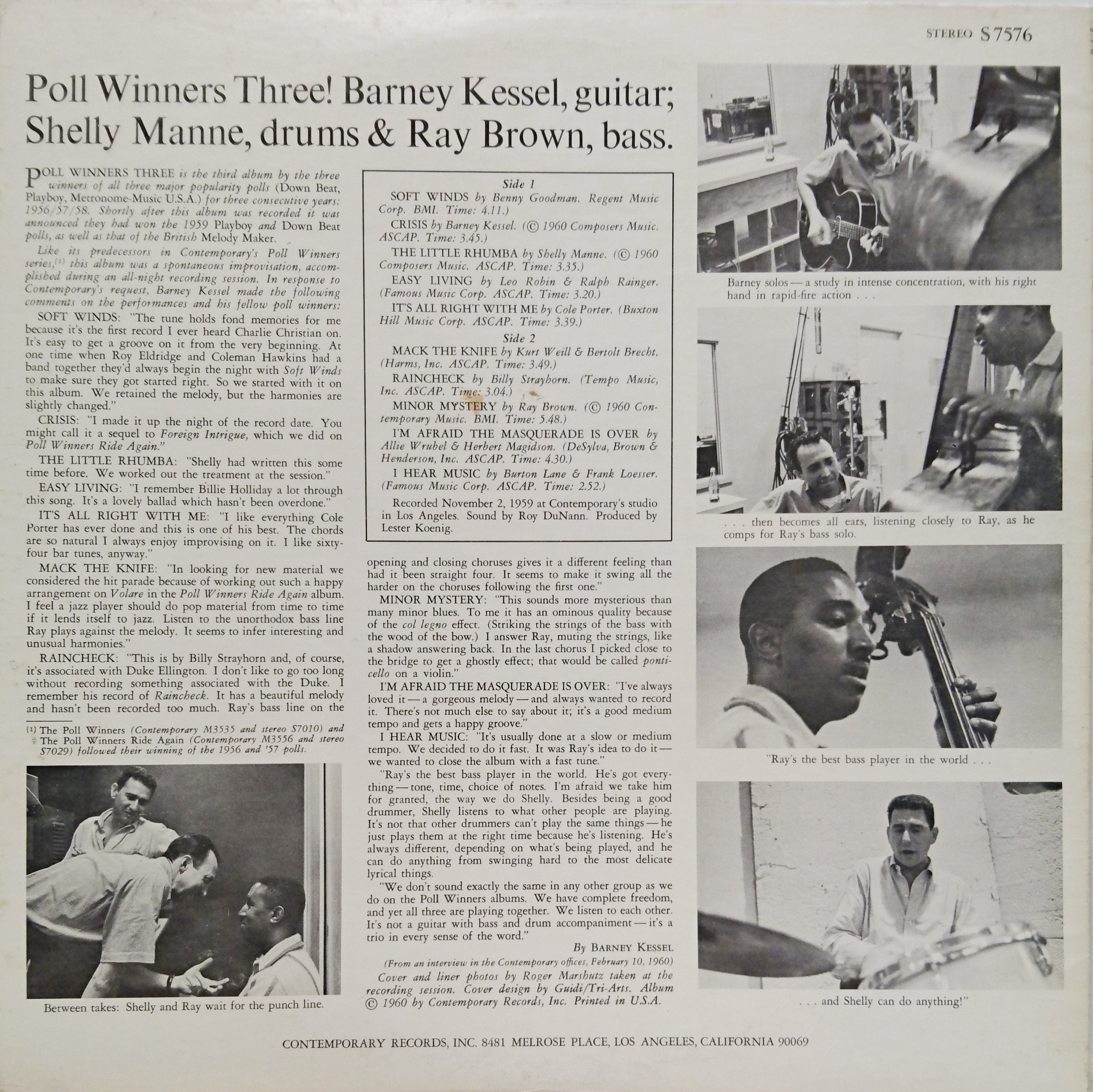 Barney Kessel, Shelly Manne & Ray Brown / Poll Winners Three