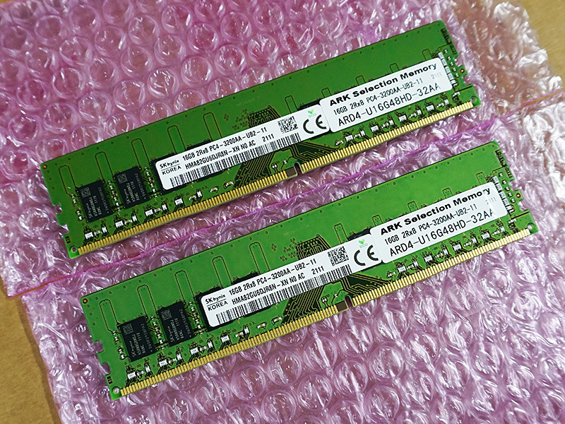 Sk hynix純正モジュール採用のアーク厳選DDR4-3200メモリ、16GBx2枚組