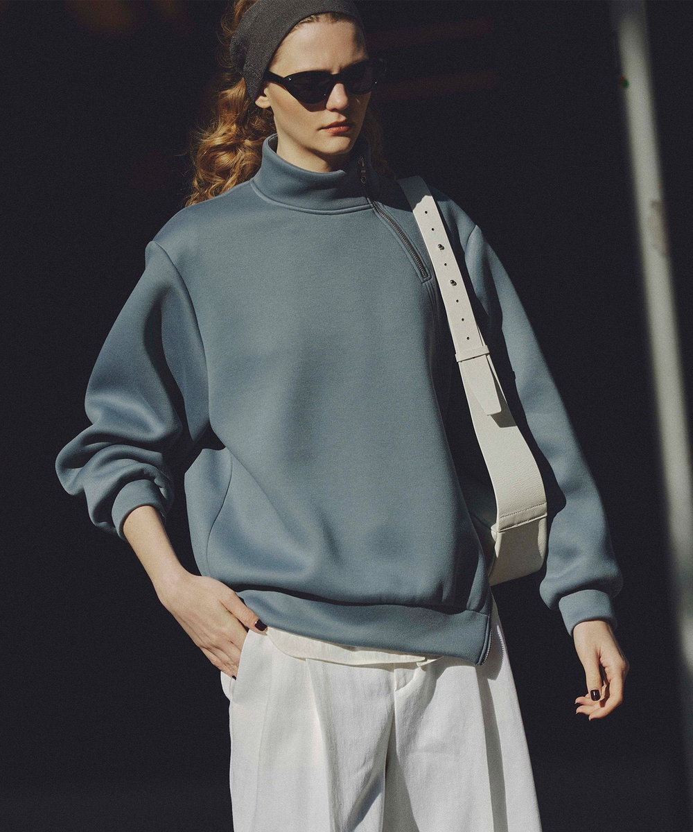 ボンディングアシンメトリーZIP プルオーバー|allureville OFFICIAL