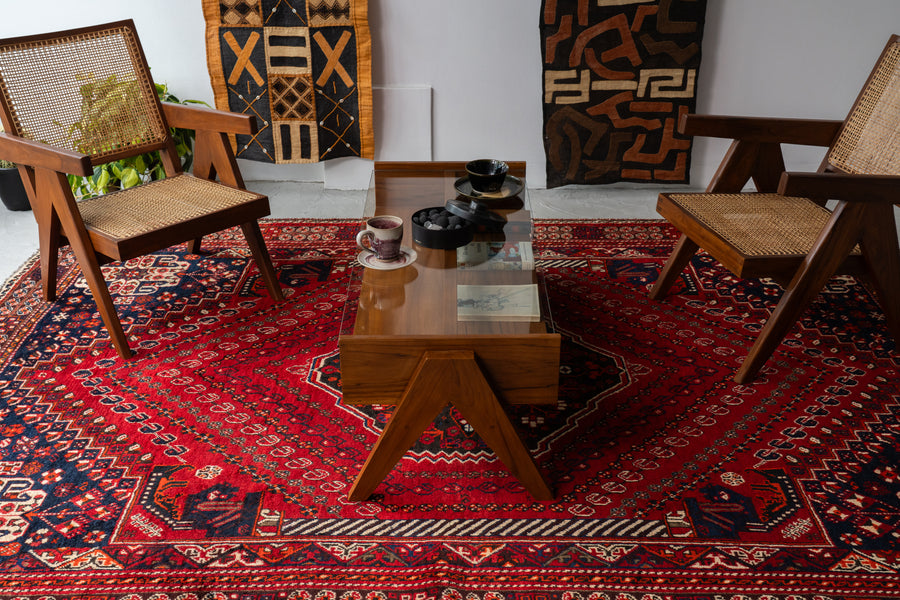 イラン産 1980年代 ペルシャ絨毯】トライバルラグ-ヴィンテージラグ