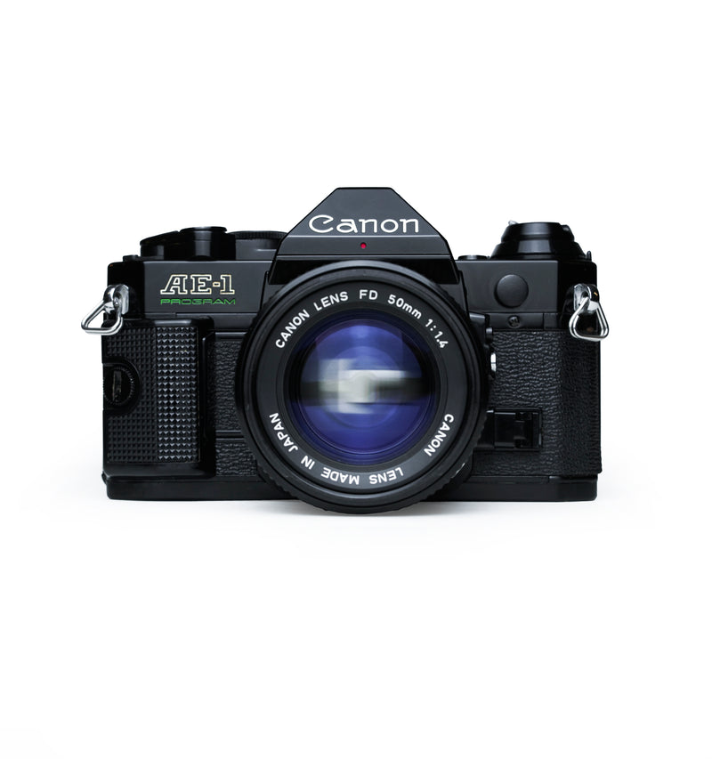 Canon AE-1 Program Black 35mm SLR Film Camera with 50mm f1.4 Lens