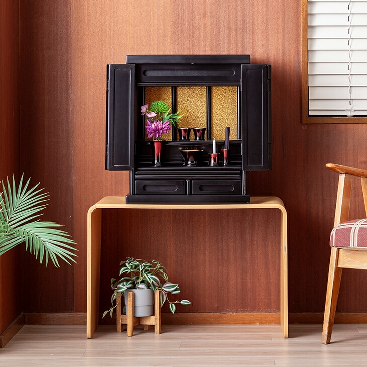 入荷予定3月中旬 木製上置仏壇 ミニ仏壇 仏壇(黒檀調): アイネット