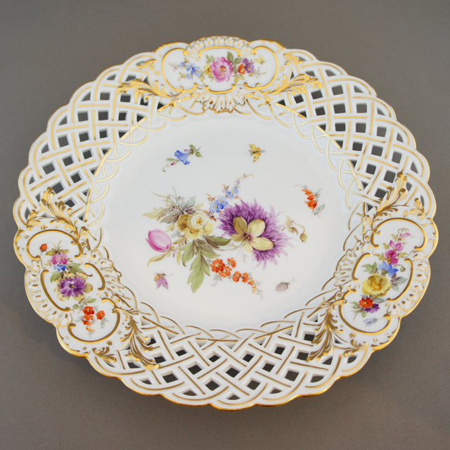 マイセン「花文様 透かし装飾絵皿6客組」《アンティックかとう》