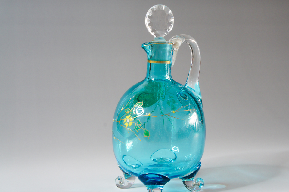 オールドバカラ「窓絵 木瓜文リキュールボトル」《アンティックかとう》