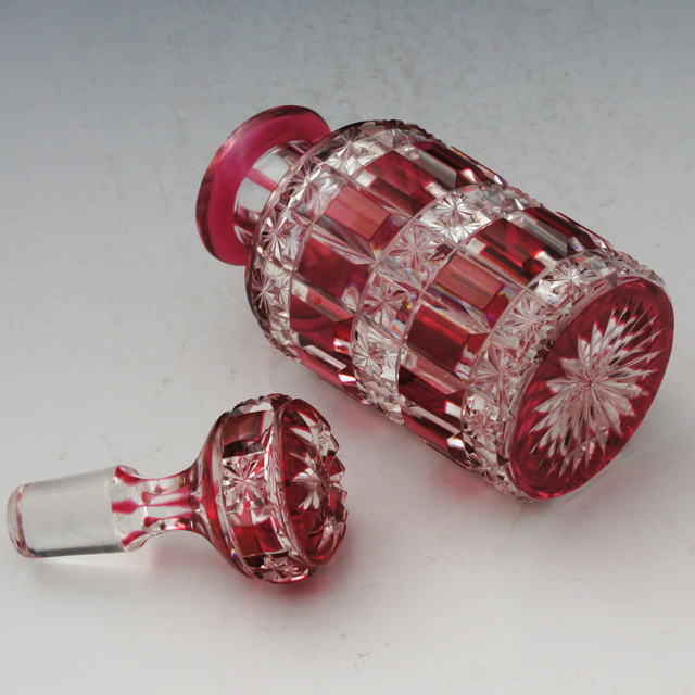 オールドバカラ「金赤被せガラス 香水瓶」《アンティックかとう》