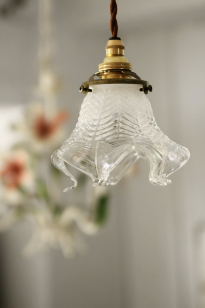 アンティークランプシェード フランス フロストガラス フリル