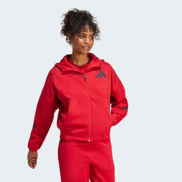 adidas Z.N.E. Full-Zip Hoodie - Red | Free Shipping with adiClub