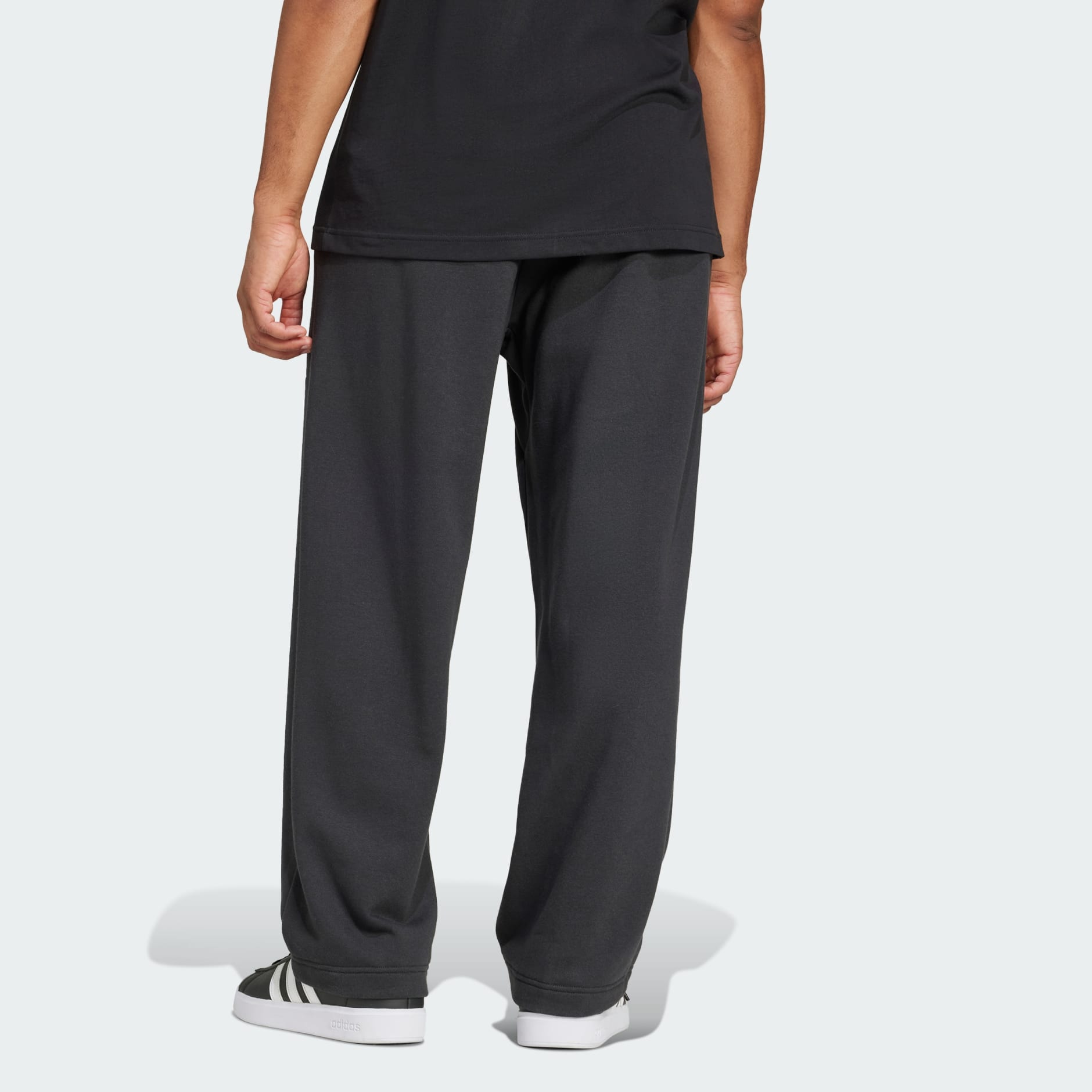 Essentials Wide Leg 3 Bar Logo Pants - Black | adidas Hong Kong