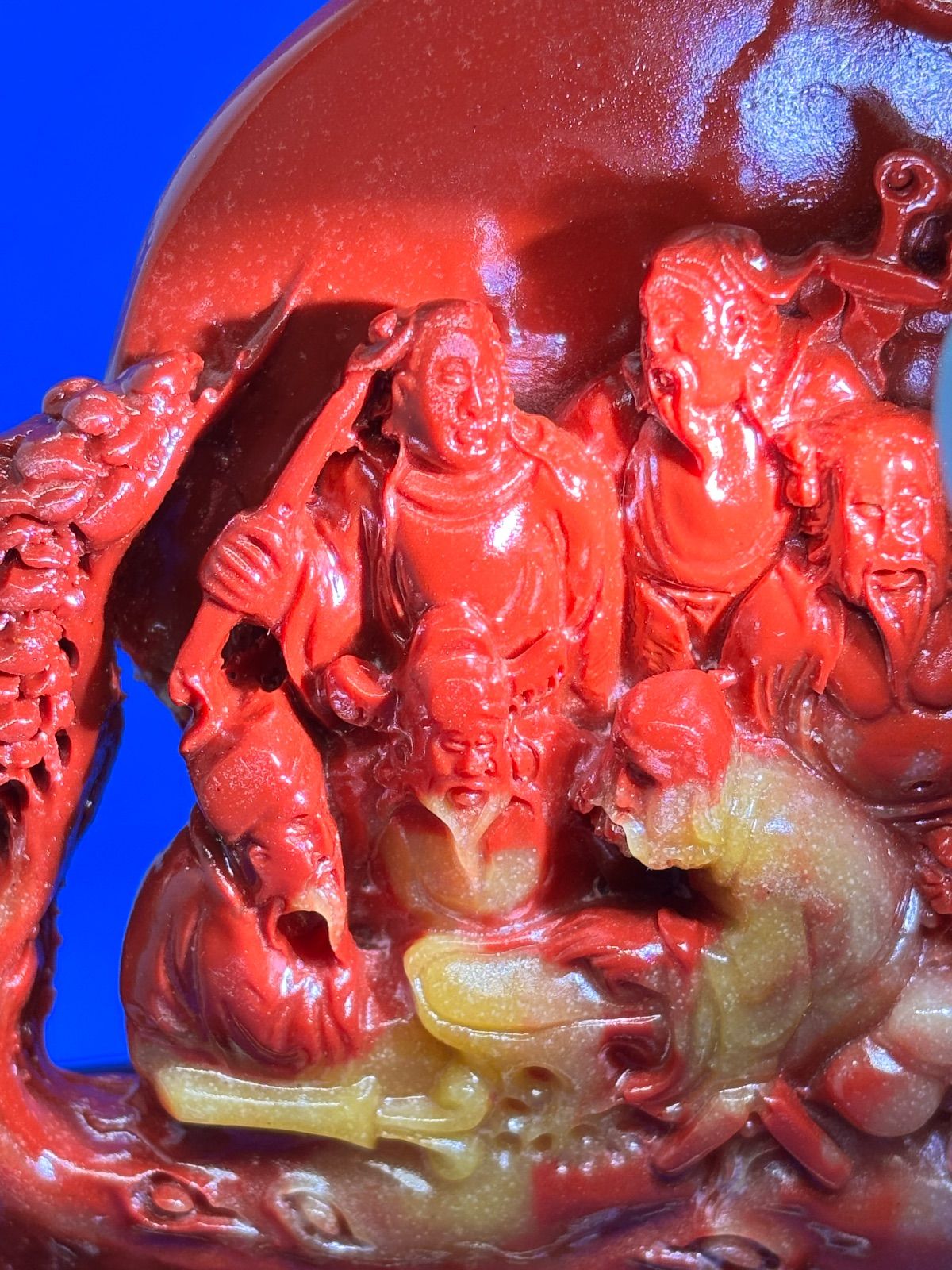 極美品 寿山石荔枝凍 八仙過海 精雕摆件約13×11×3cm370g 5895 極美品