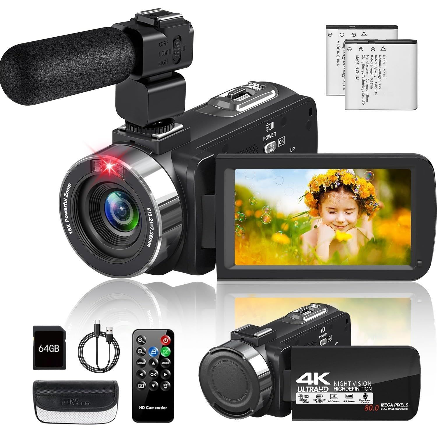 ビデオカメラ4K動画8000万画像数YouTubeカメラ ウェブカメラ 18倍