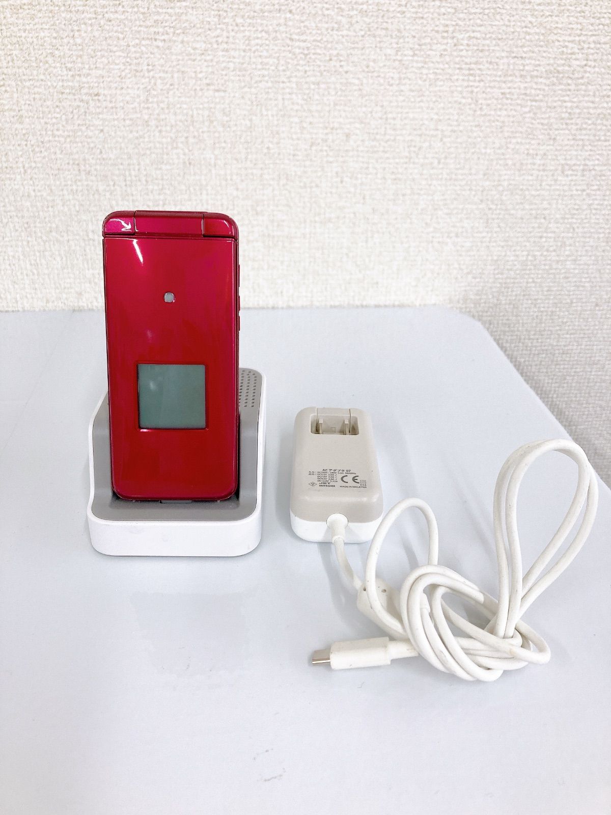 通電確認済み】au かんたんケータイ KYF43 充電器 卓上ホルダー セット