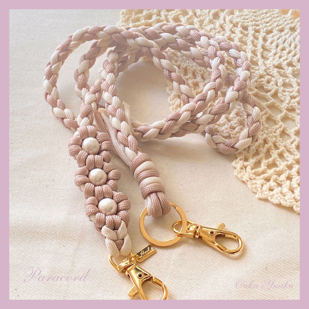 サクラ】パラコード スマホショルダー ストラップ ハンドメイド お花