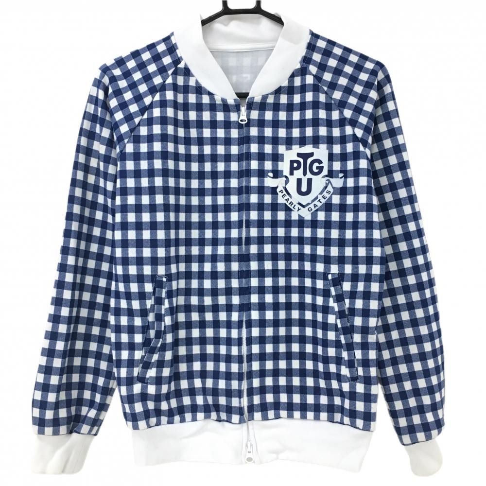 パーリーゲイツ ジャケットブルゾン ネイビー×白 ギンガムチェック