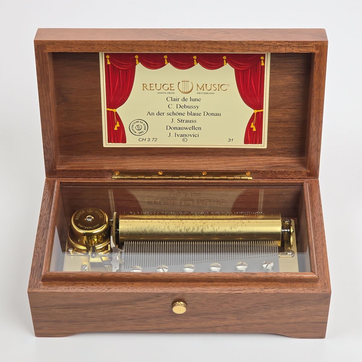 REUGE MUSIC リュージュ オルゴール 3曲72弁(CH3/72) 月の光/美しく