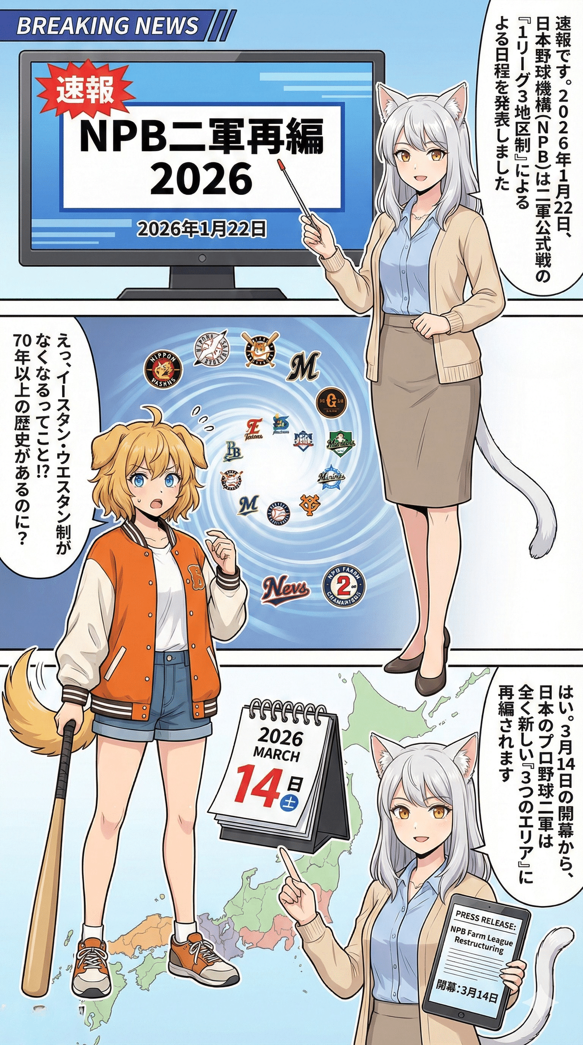 漫画でわかるプロ野球2軍再編｜よしまつ