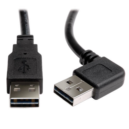 Universal Reversible USB 2.0 Cable Right-Angle A to A, 3-ft. | Eaton