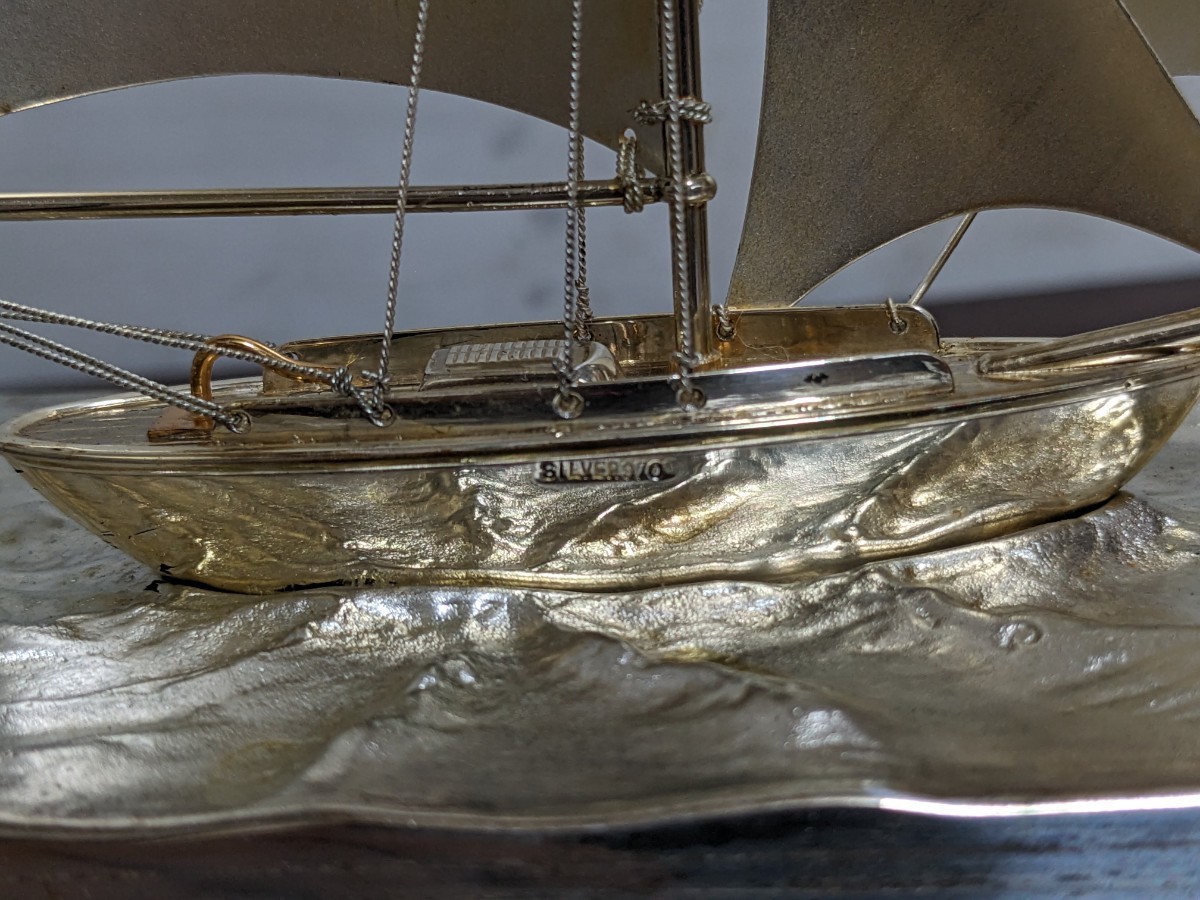 SILVER970 船 舟 帆船 ヨット フルセール 置物 飾り物 シルバー 純銀
