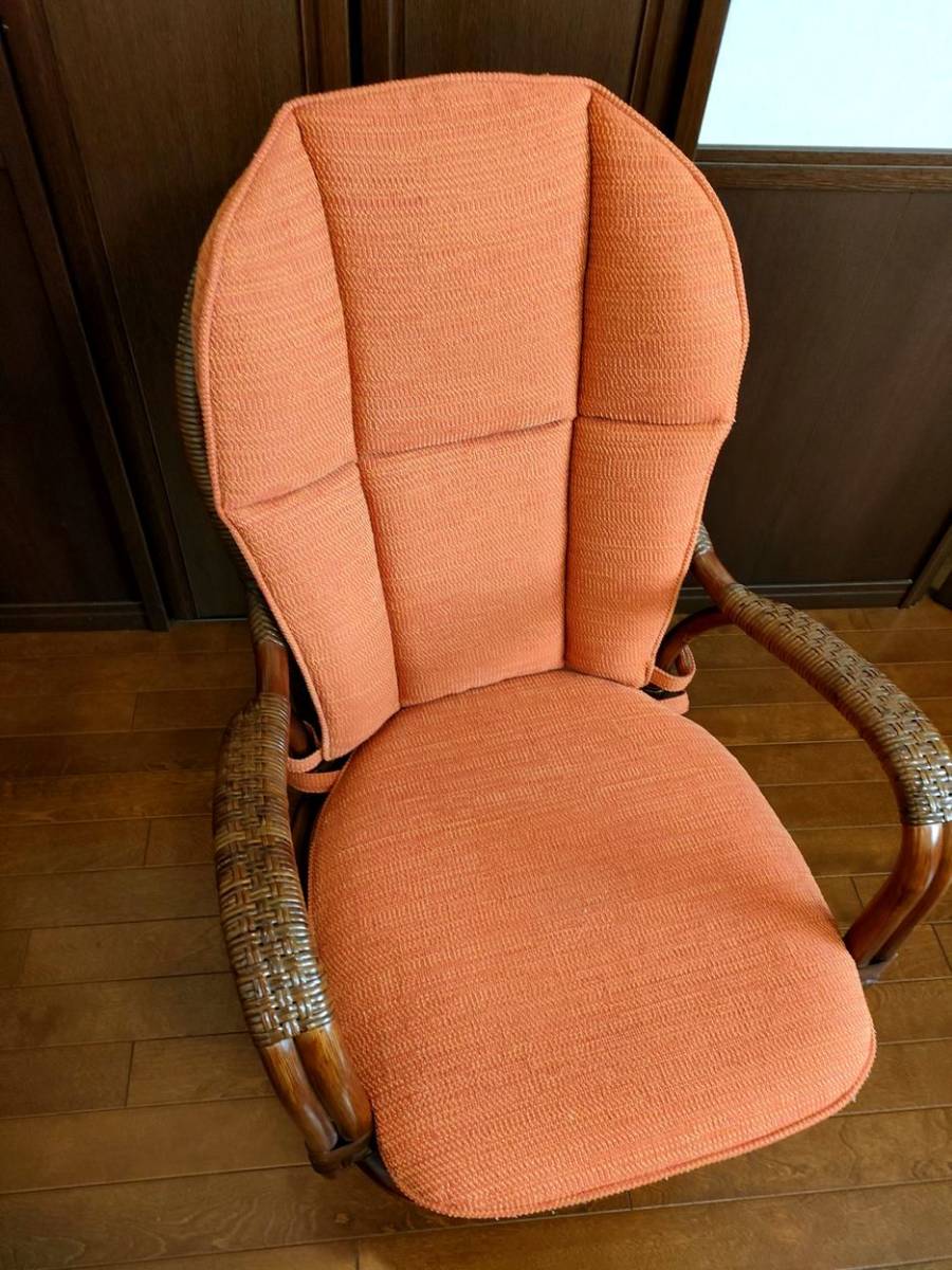 Kazama 籐製回転椅子 オリッサハイバックシーベル 中古品 ラタン