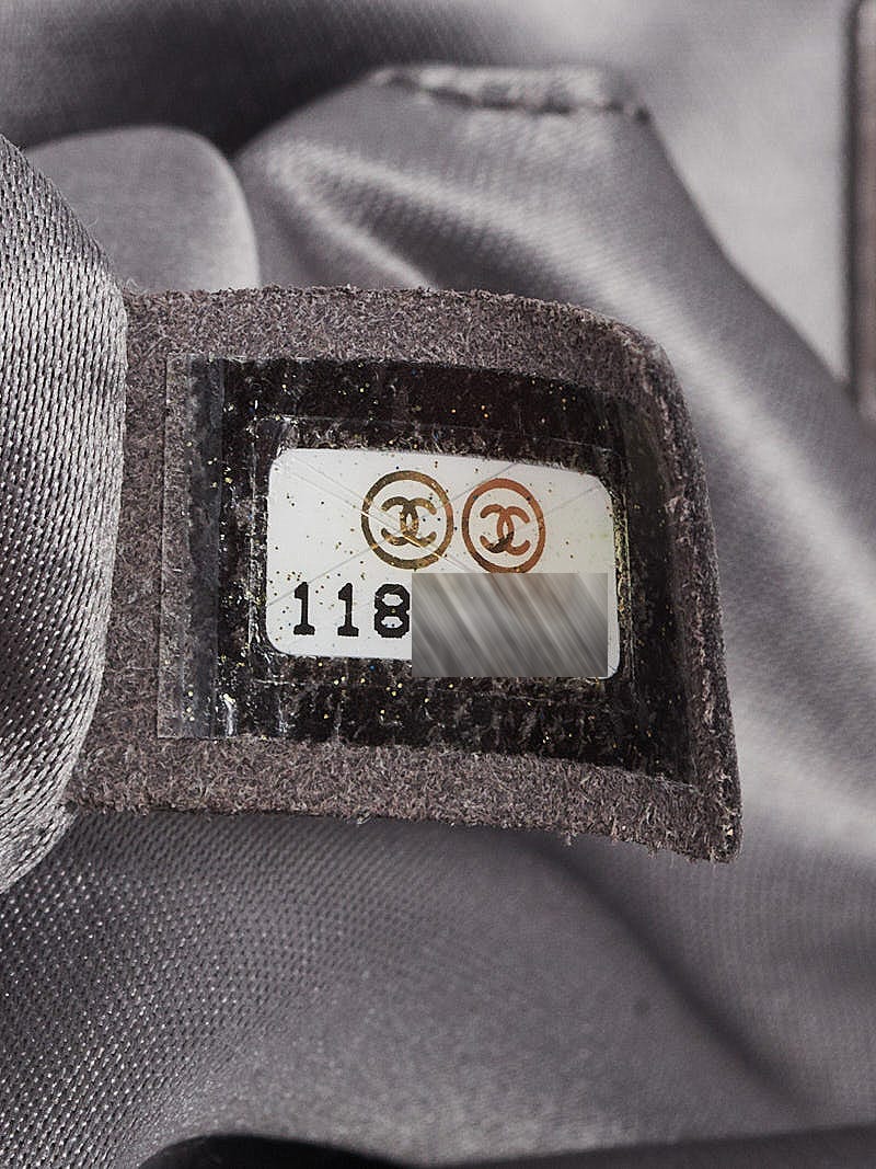 Chanel Metallic Silver Checked Leather CC Hollywood Accordion Flap