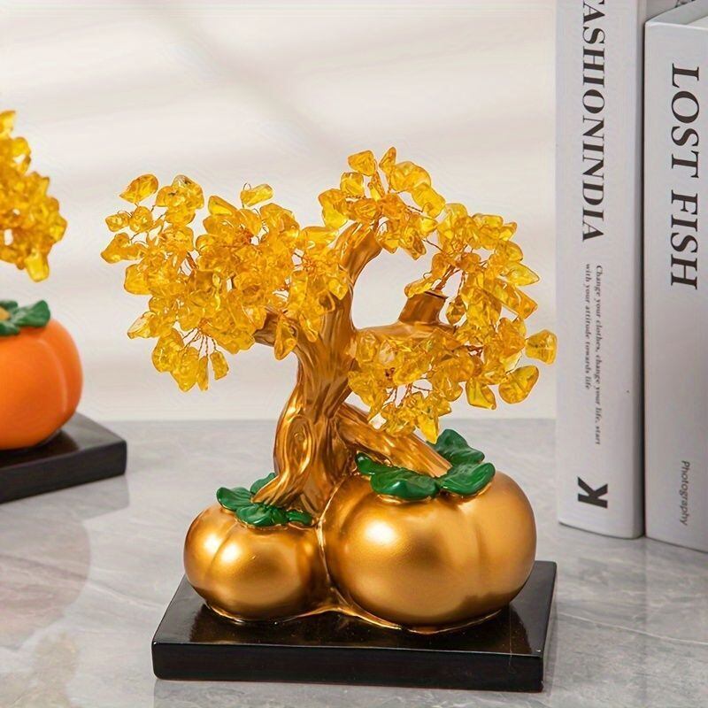 幸運 柿の木 置物 嘉喜 幸運 縁起 スピリチュアル 風水 長寿 金運 家庭