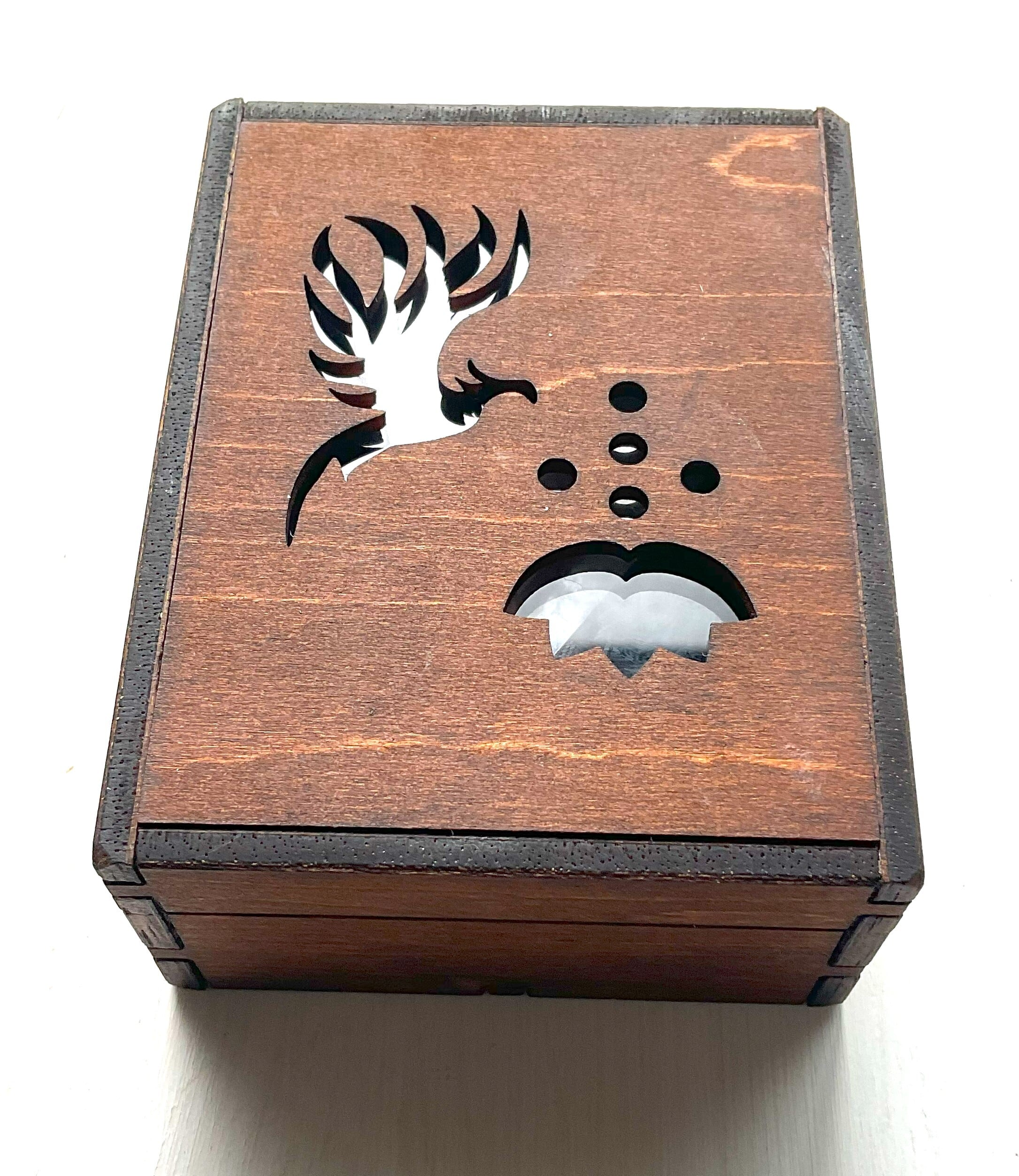 花札「桐と鳳凰」：木箱】kiri＆hououoak color 標本箱 アクセサリー