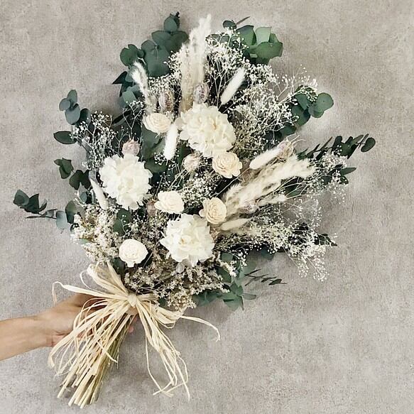 ナチュラルブーケXL ユーカリホワイト ウェディング 結婚式 ドライ