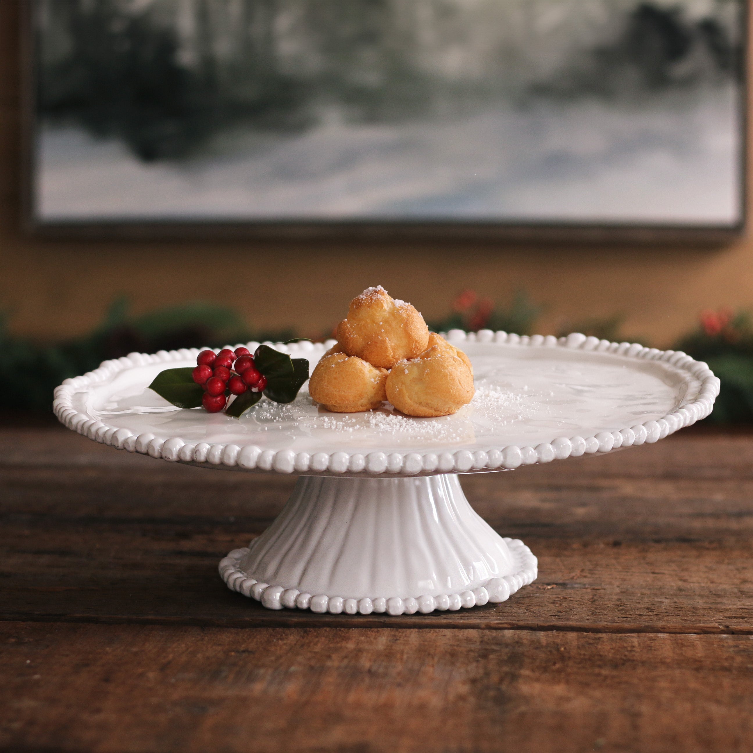 VIDA Alegria Pedestal Cake Plate White