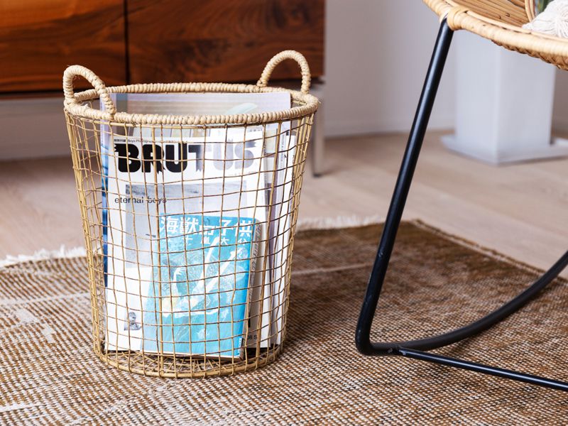 持ち手つきラウンドバスケット | ボー・デコール オンラインショップ