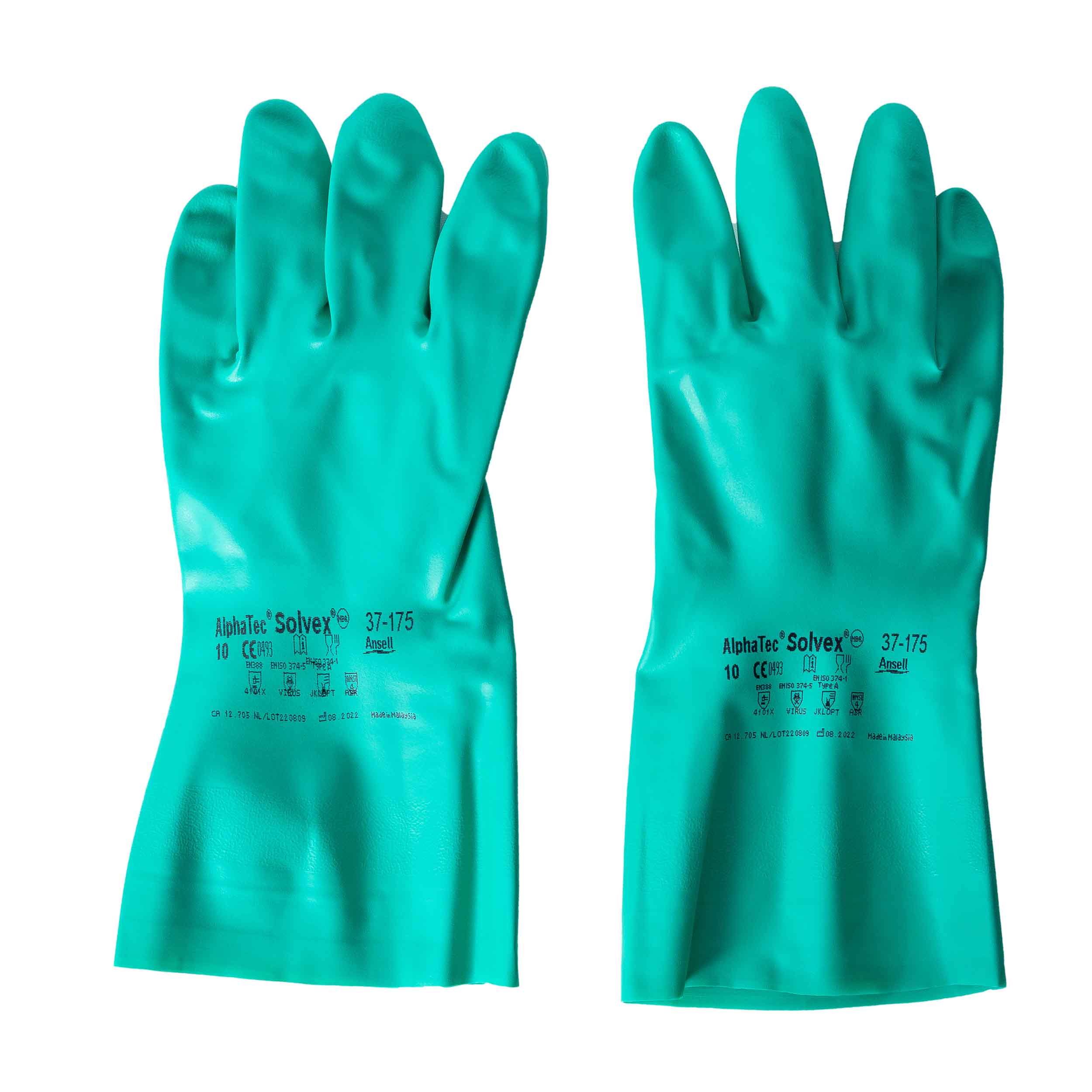 Luva Nitrilica Flocada 33cm 0,38mm Solvex Verde Com Forro Ansell
