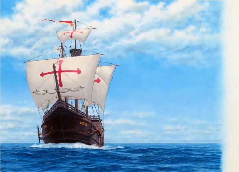 1492年8月3日、コロンブスは3隻の船を率いてスペインを出港: 今日の海の日