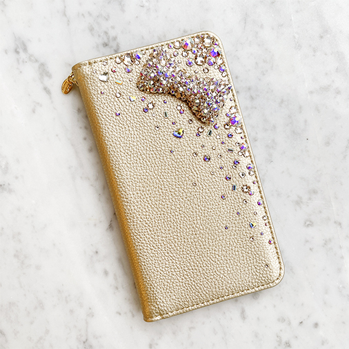 Smartphone Case M/Synthetic leather/RibbonM Sparkling(Gold