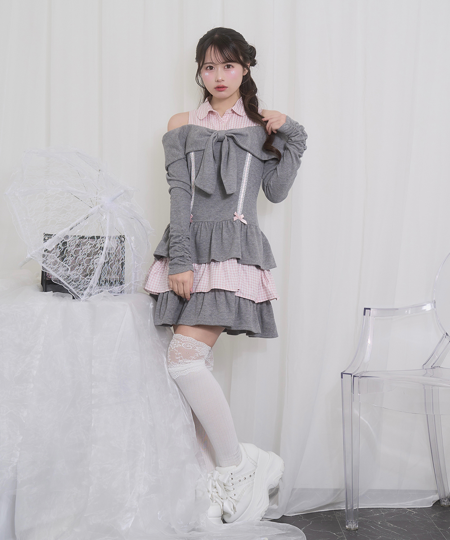 オフショルリボンドッキングワンピース – BUNNY APARTMENT