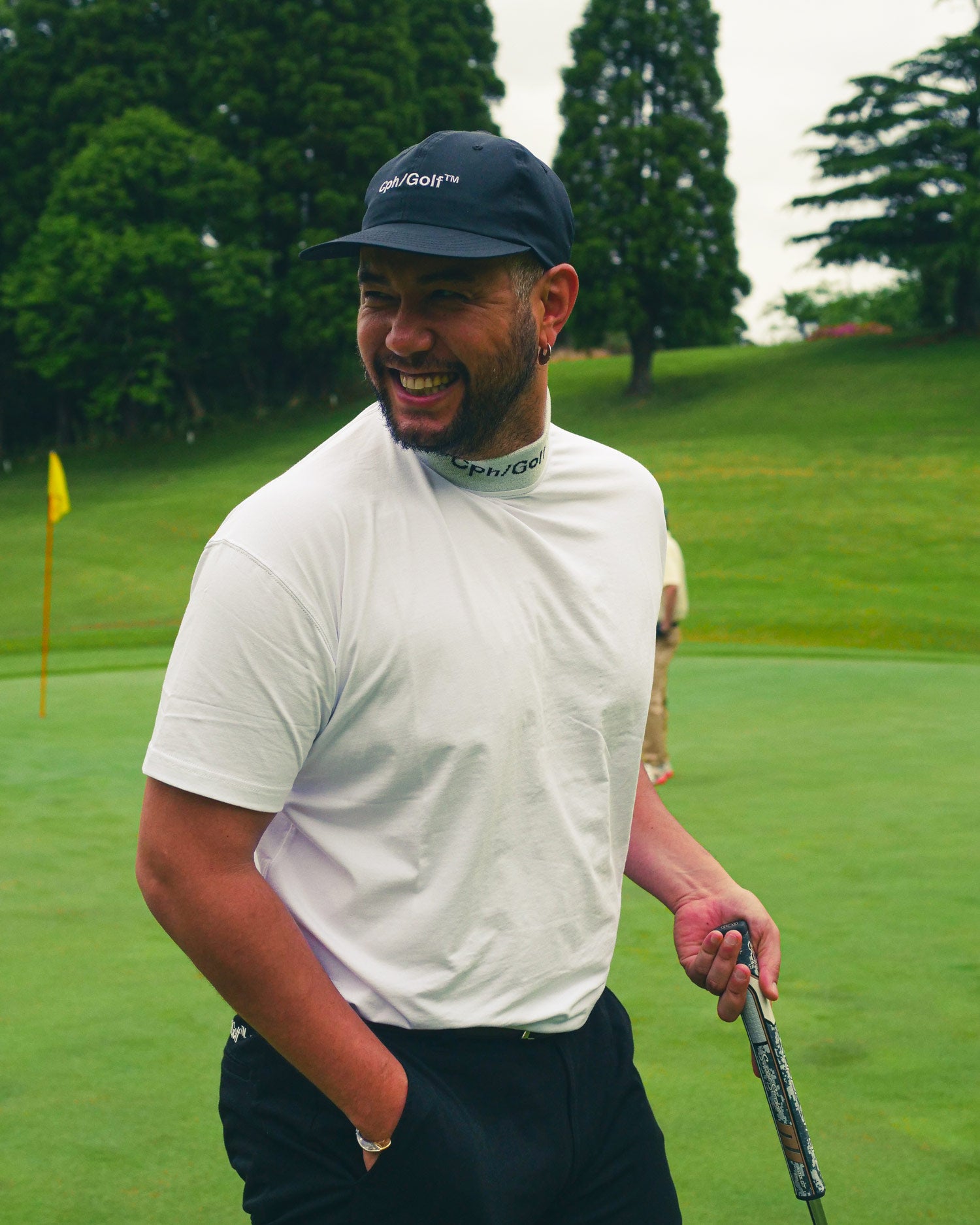 Cph/Golf™️ #JACQUARD LOGO MOCK NECK TEE - WHITE - – Cph/Golf™︎