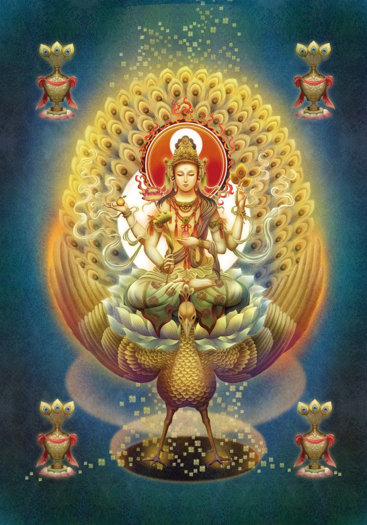 日本の密教カード』版画SS 孔雀明王 | 日本のオラクルカード・タロット