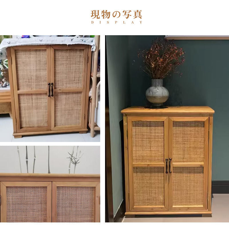キャビネット サイドボード ラタン 収納 レトロ リビング ナチュラル
