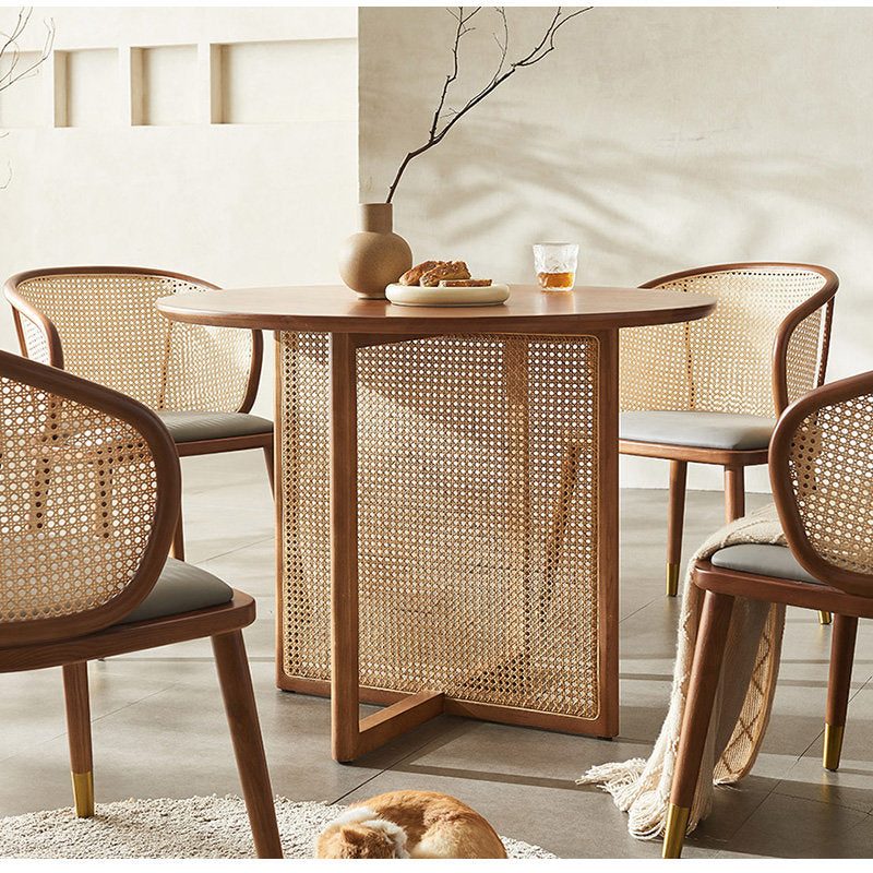 RAUCORD 人工ラタン円形テーブル ラタン テーブル ガラス 天板 ロー