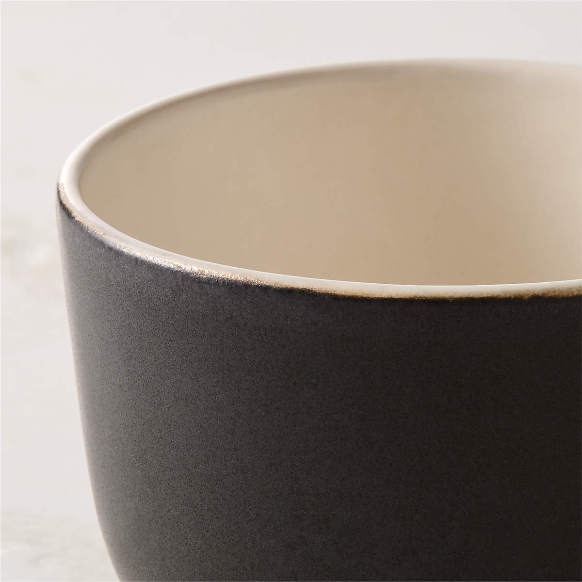 Barchan Black and Warm White Stoneware Mugs Set of 6 by Kravitz