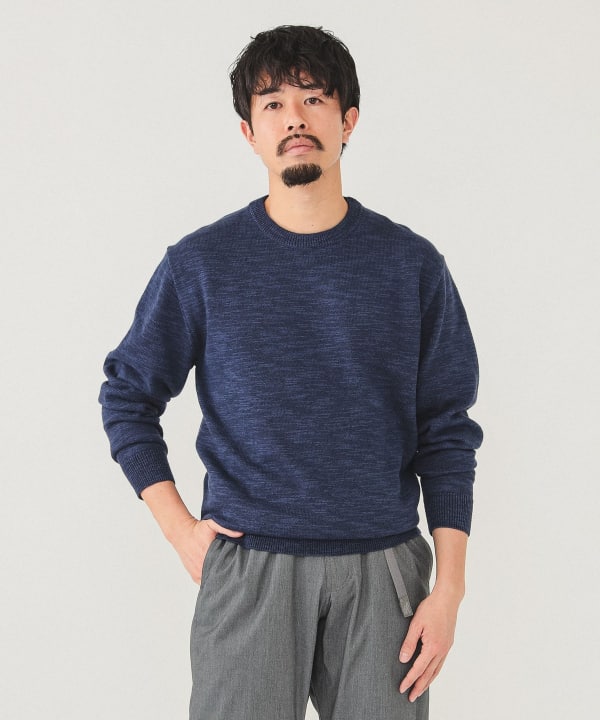 BEAMS（ビームス）9ゲージ カラースラブ クルーネックニット（トップス