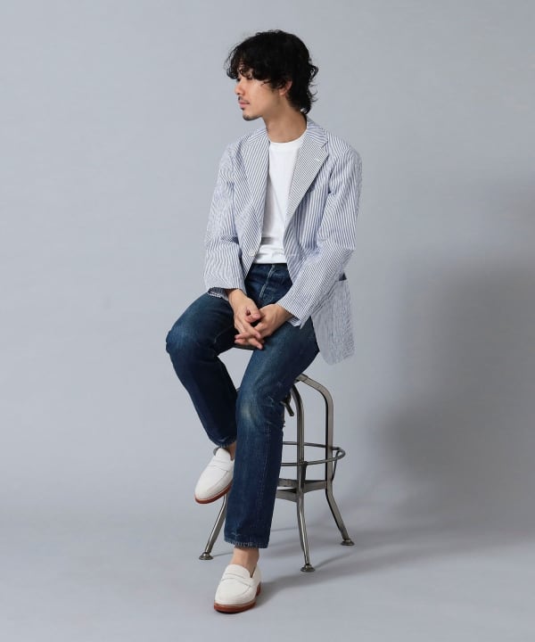 BEAMS F（ビームスF）NEW EASY SONDRIO シアサッカー ストライプ