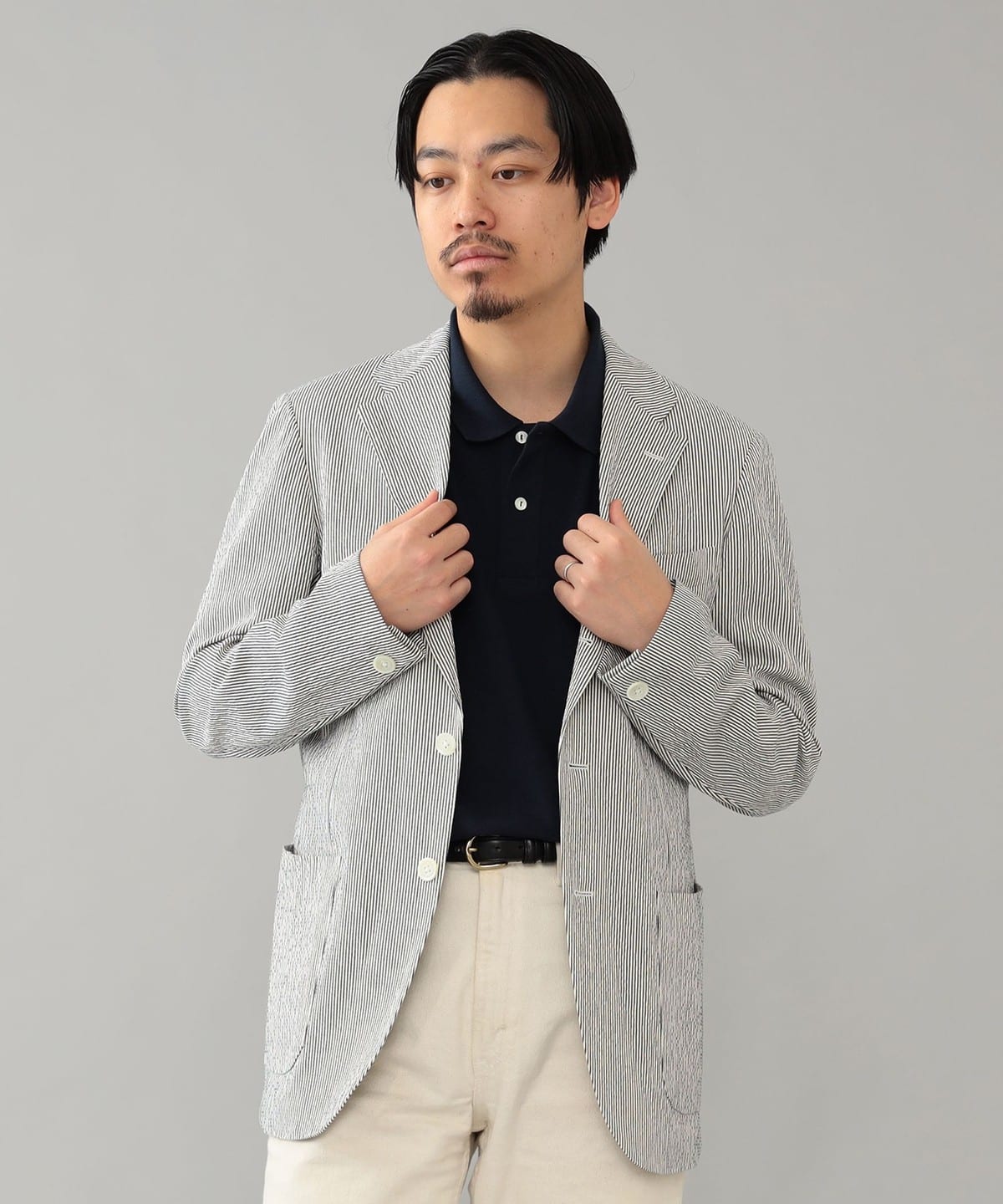 BEAMS F（ビームスF）NEW EASY SUBALPINO シアサッカー ストライプ