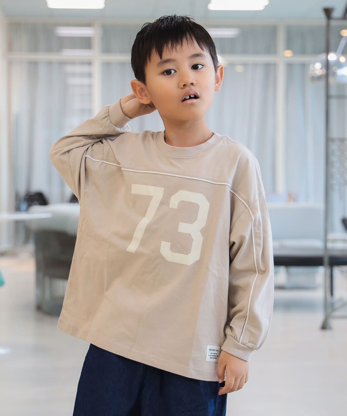 BEAMS mini（ビームス ミニ）ナンバー ロゴ ロングスリーブ Tシャツ