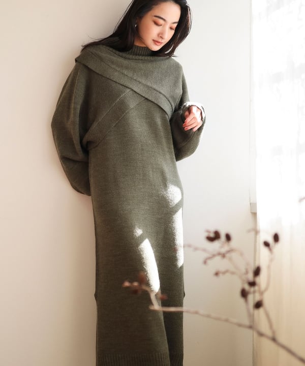 BEAMS HEART（ビームス ハート）レイヤード ニットワンピース（手洗い