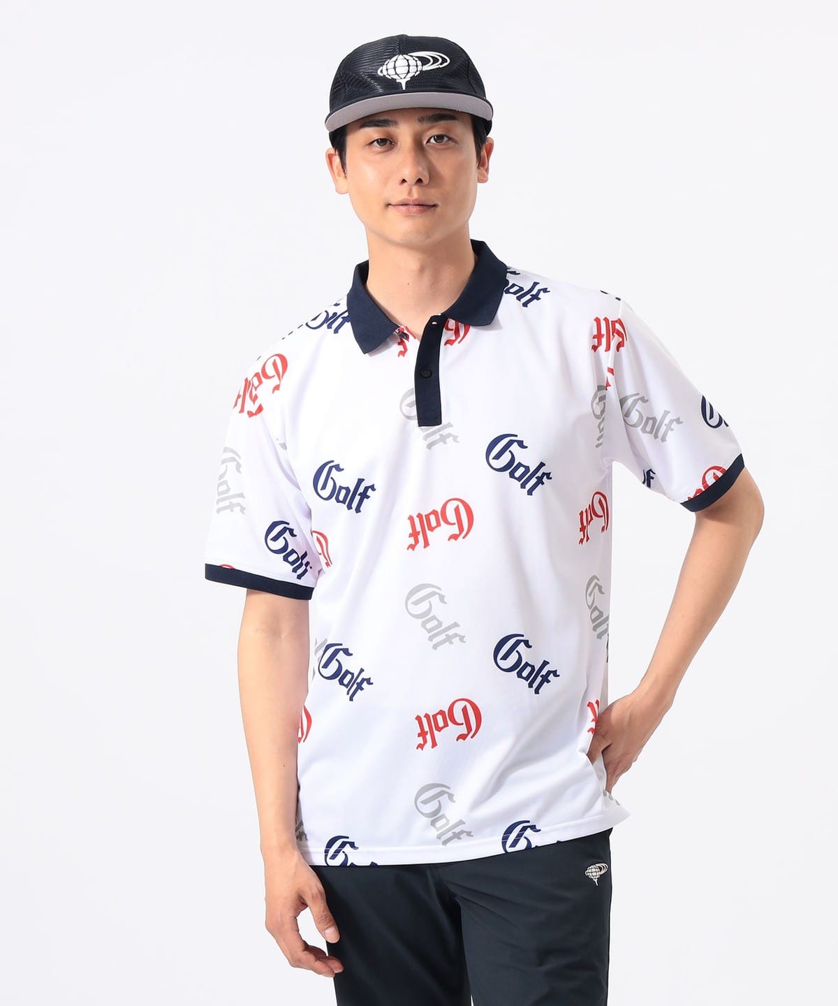 BEAMS GOLF（ビームス ゴルフ）ORANGE LABEL / 総柄 ロゴ ポロシャツ