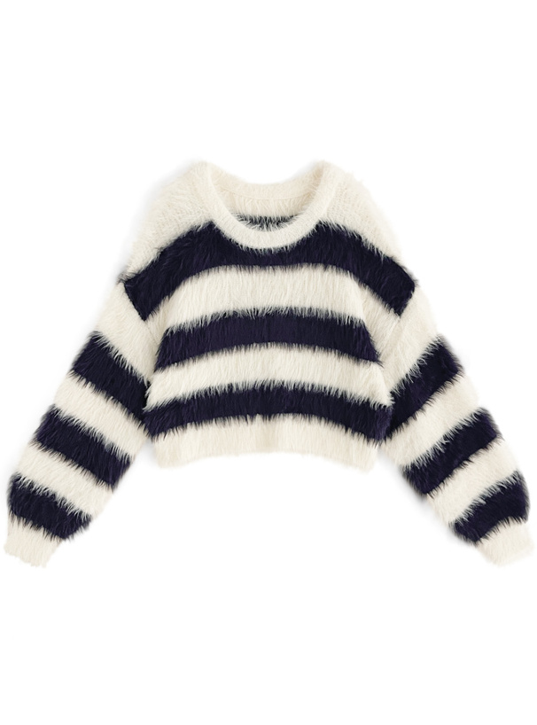 ボーダー柄フェザーニットトップス[kz393] | レディースファッション