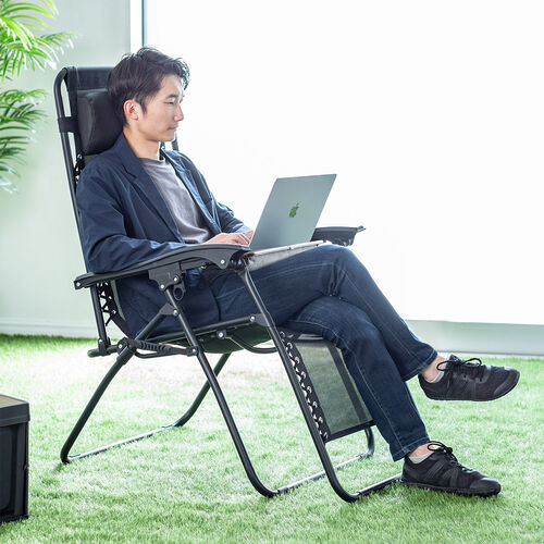 リクライニングメッシュチェア（オフィスキャンピングチェア・ワー