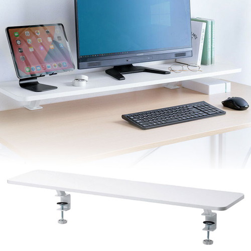 モニター台（机上ラック・卓上・幅100cm・ロング・奥行26cm・白・木製