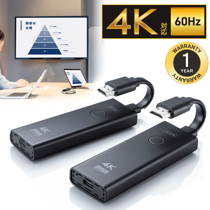 ワイヤレスHDMIエクステンダー｜15m・4K出力・増設20台｜VGA-EXWHD12